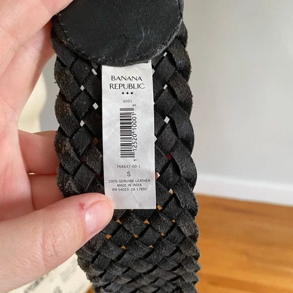 Banana Republic | Black Leather Woven Belt | Sz Small - Picture 5 of 5